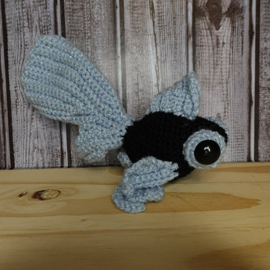 Black and Sparkly Blue Fish